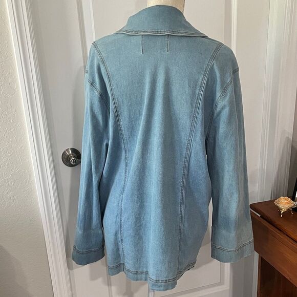 JUMP VTG Light Blue Denim Jacket Big Brass Buttons 1980’s MADE IN USA - Picture 6 of 8